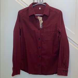 Muji Organic Cotton Flannel Shirt (M) Maroon